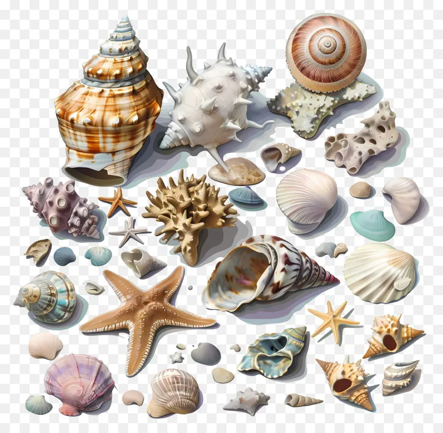 Limpeza De Praias，Coleção De Conchas PNG