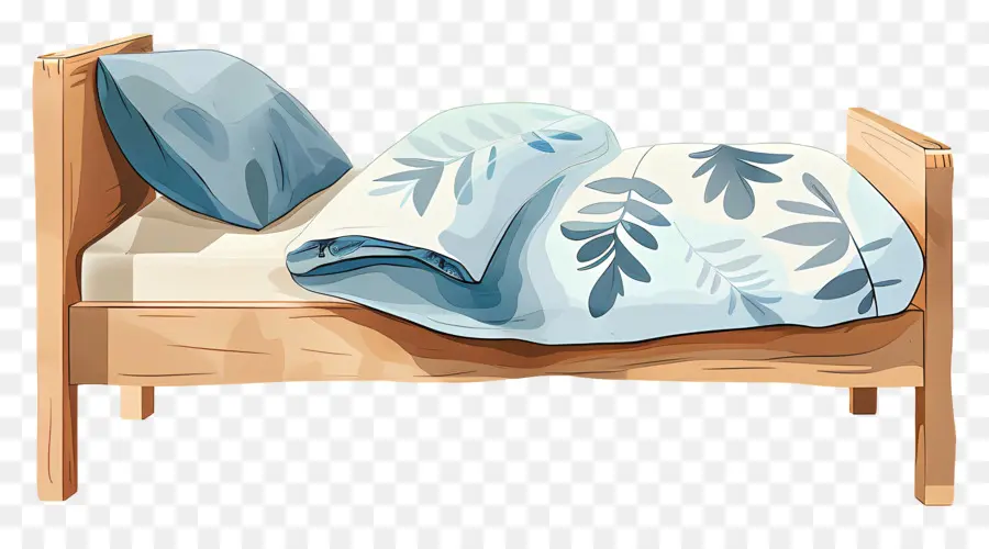 Cama De Solteiro，Cama De Solteiro Com Travesseiro E Cobertor PNG