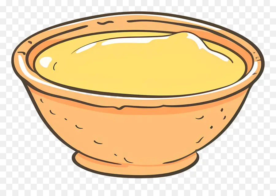 Ghee，Tigela De Madeira Com Conteúdo Amarelo PNG