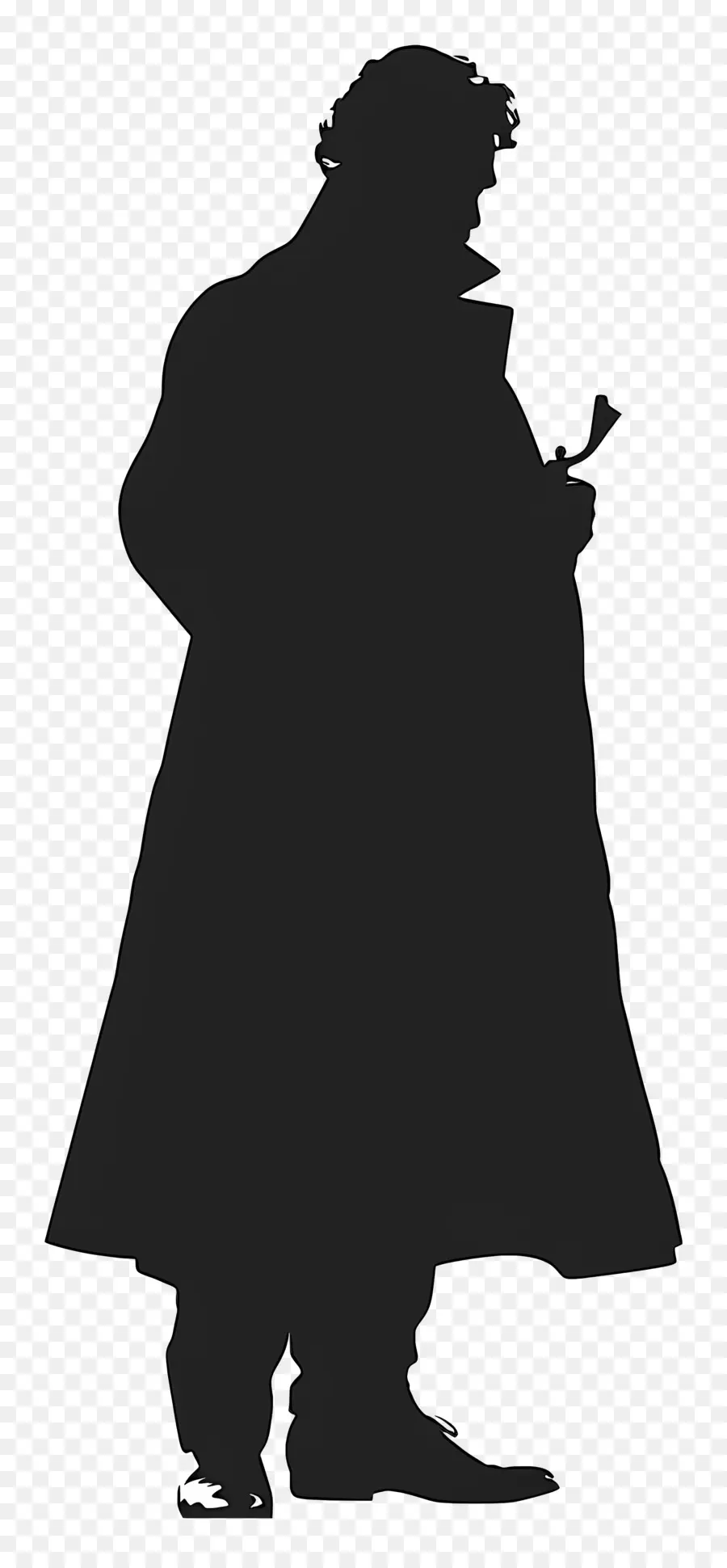 SHERLOCK HOLMES SHOUETTE，Homem De Casaco Preto Comprido PNG