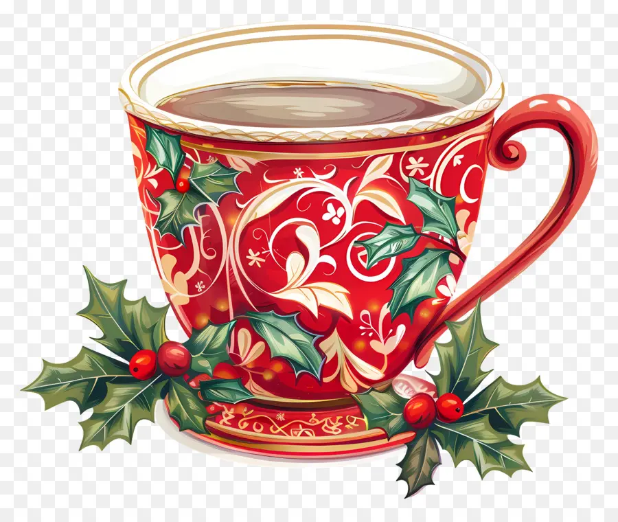 Taça Do Natal，Xícara Vermelha De Chá PNG