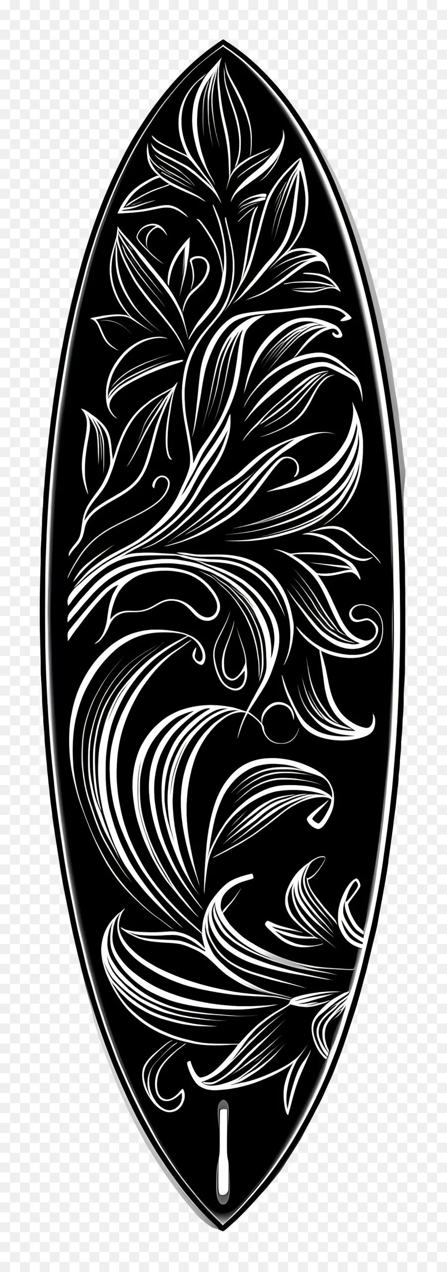 Silhueta De Prancha De Surf，Design Floral PNG