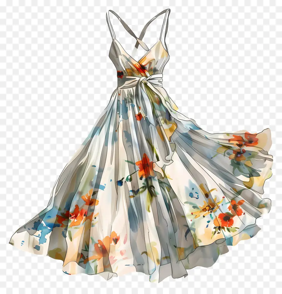 Vestido De Verão，Vestido Floral PNG