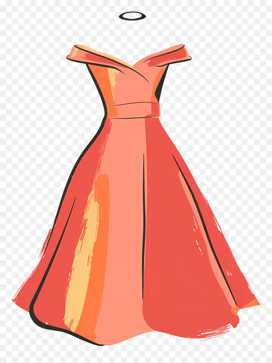 Moda Vestido，Vestido Laranja PNG