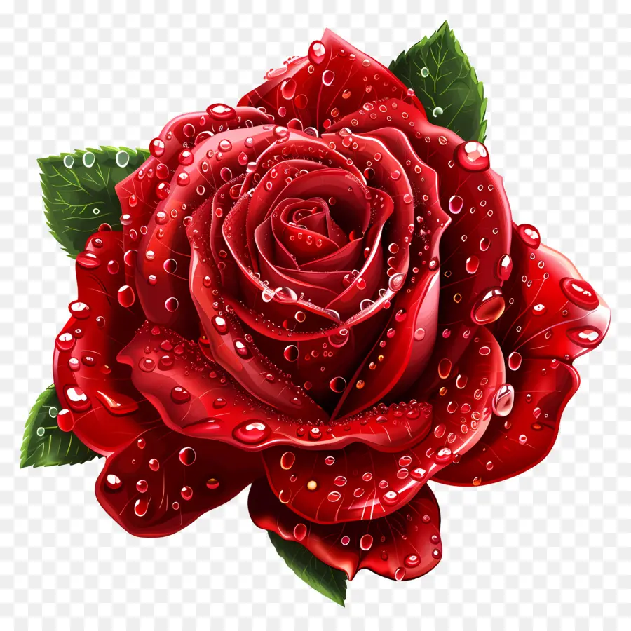 Rosa Vermelha，As Gotas De água PNG