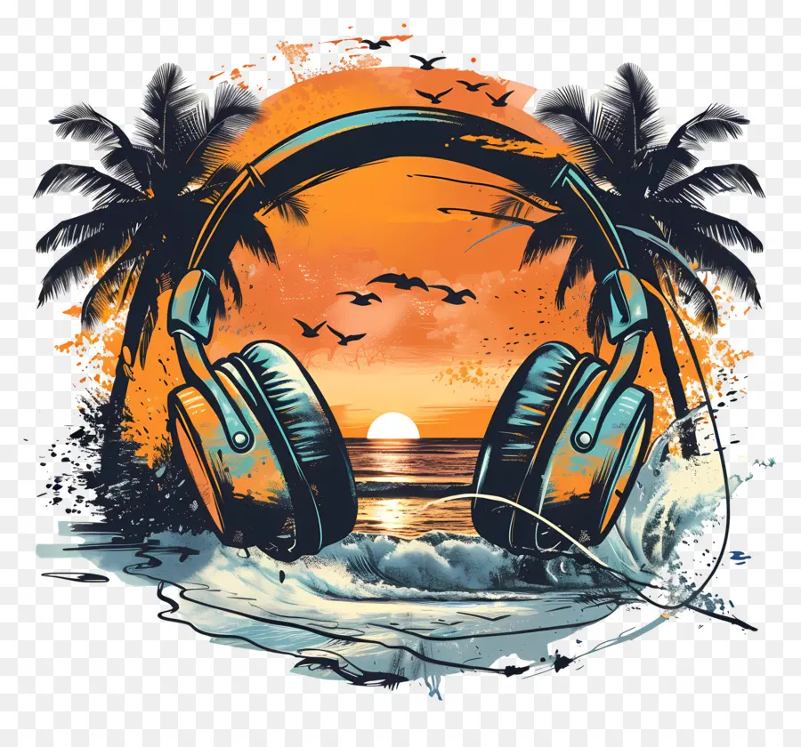 Músicas De Praia，Fones De Ouvido PNG