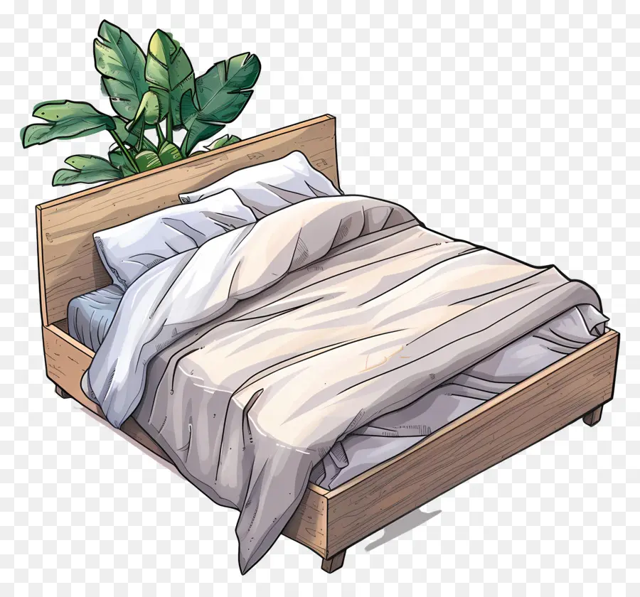 Cama Moderna，Cama Com Travesseiros E Cobertor PNG