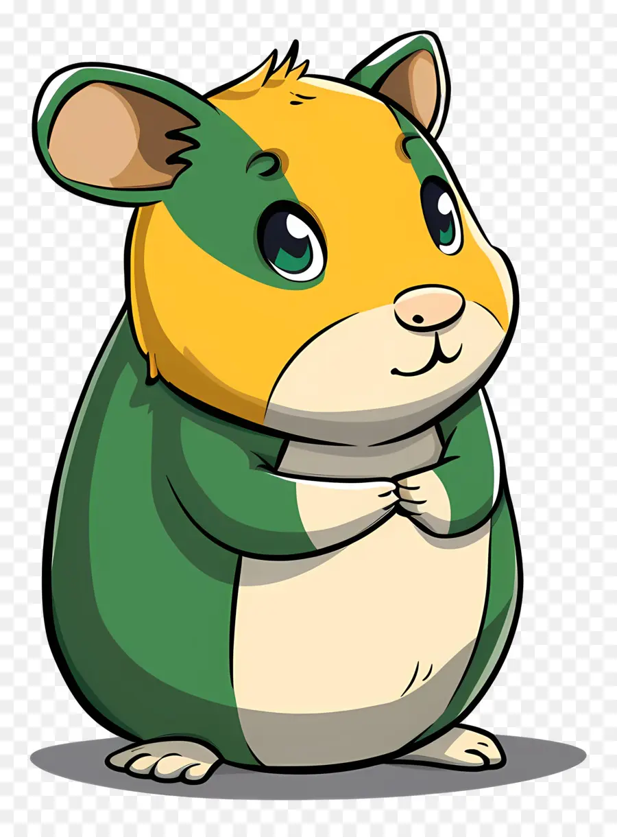 Hamster De Desenho Animado，Verde E Amarelo PNG