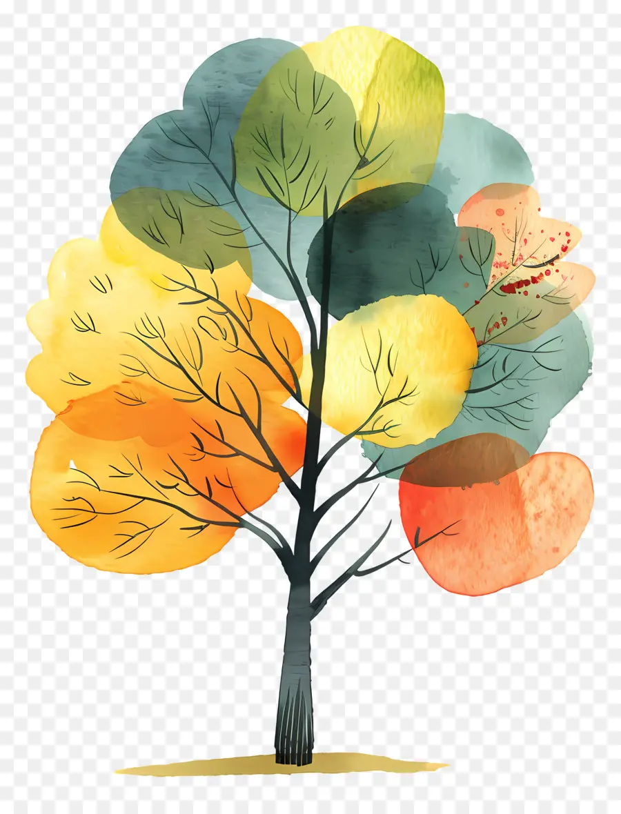 Cartoon árvore，Colorido árvore PNG