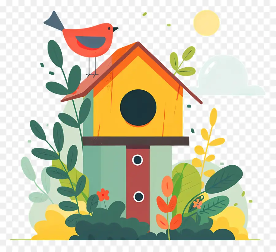 Birdhouse，Pássaro Colorido PNG
