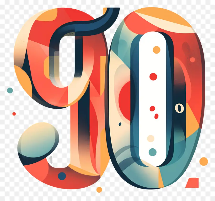 Número 90，Número Colorido 90 PNG