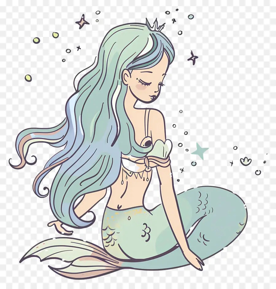 Sereia，Cabelo Verde PNG