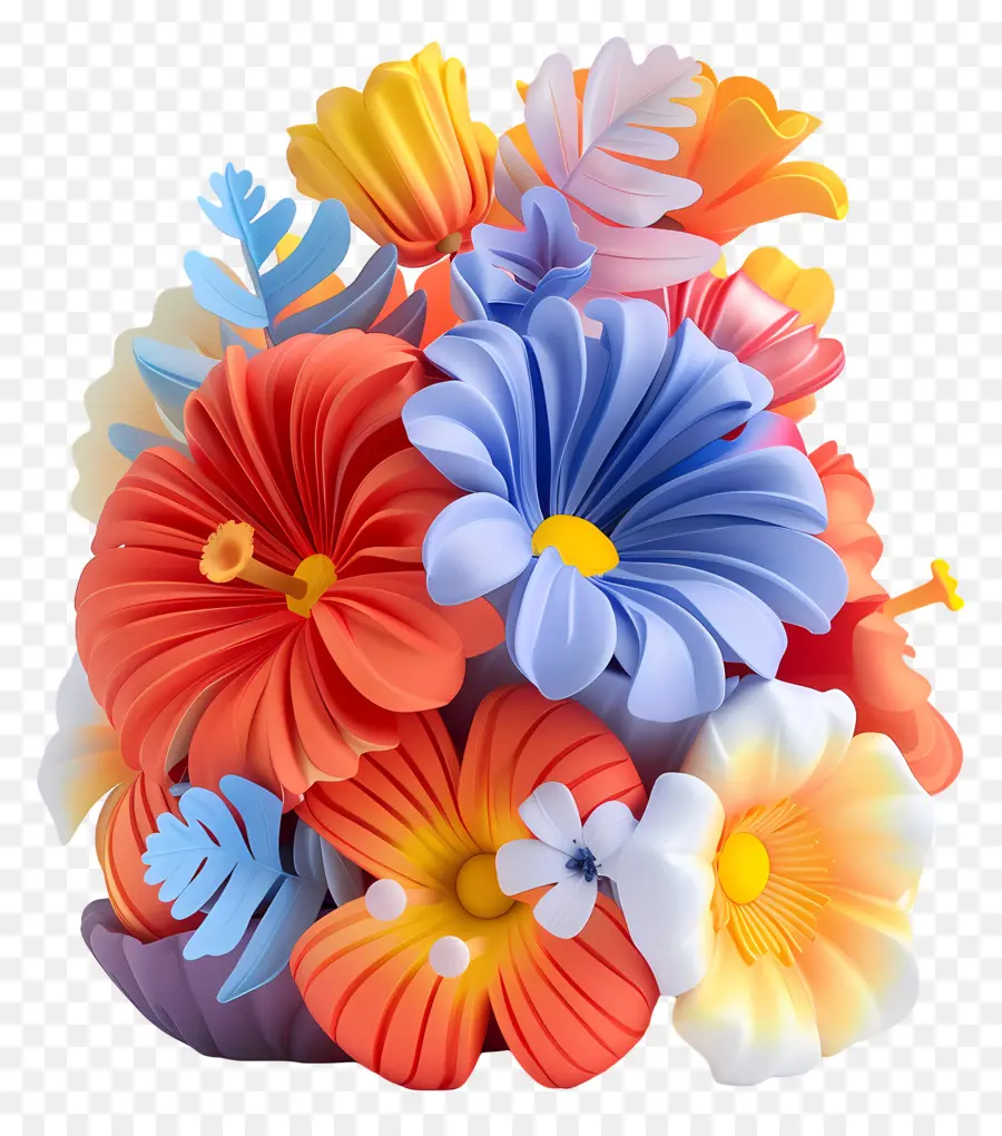 Correntes De Flores，Multicoloridas Flores PNG