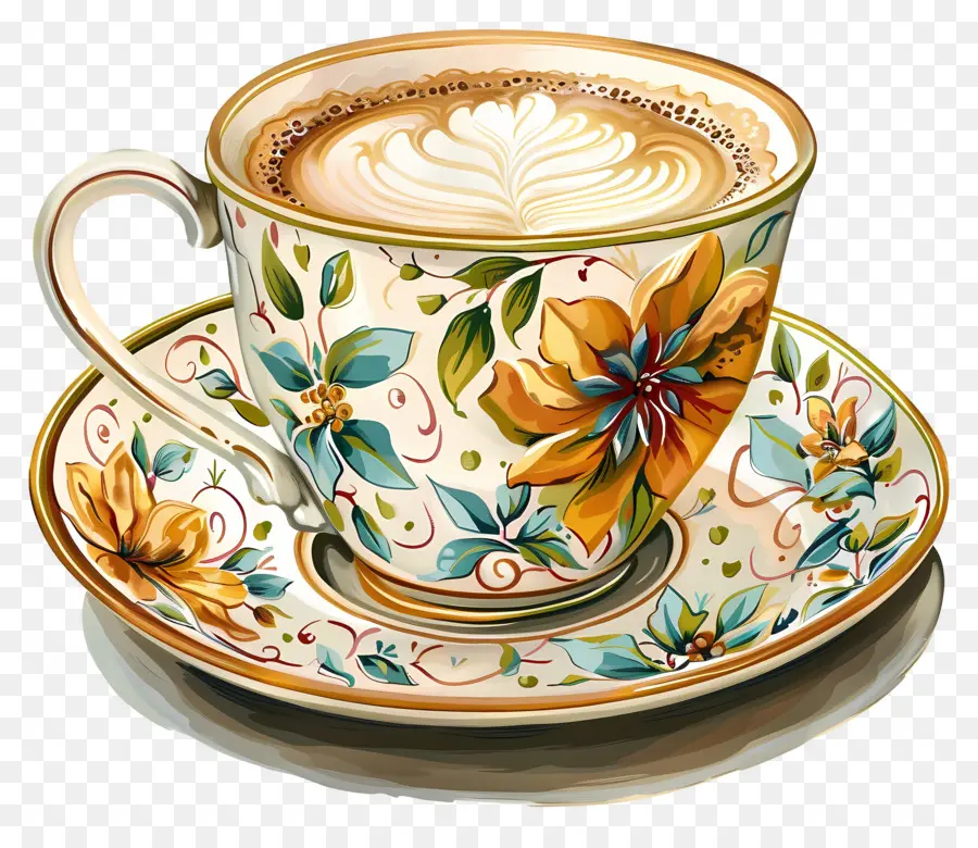 Capuccino，Copo Decorativo PNG