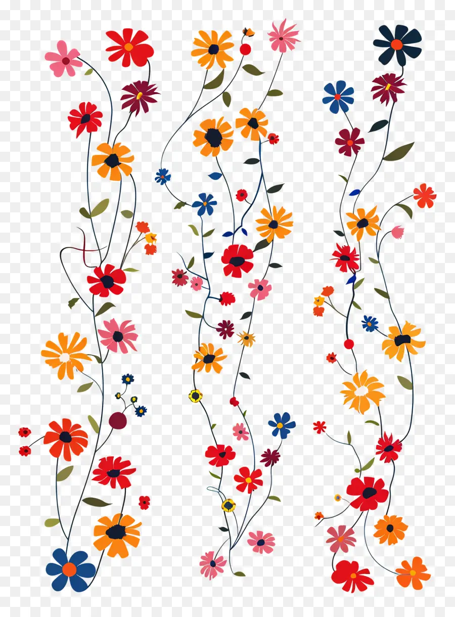 Correntes De Flores，Flores Coloridas PNG