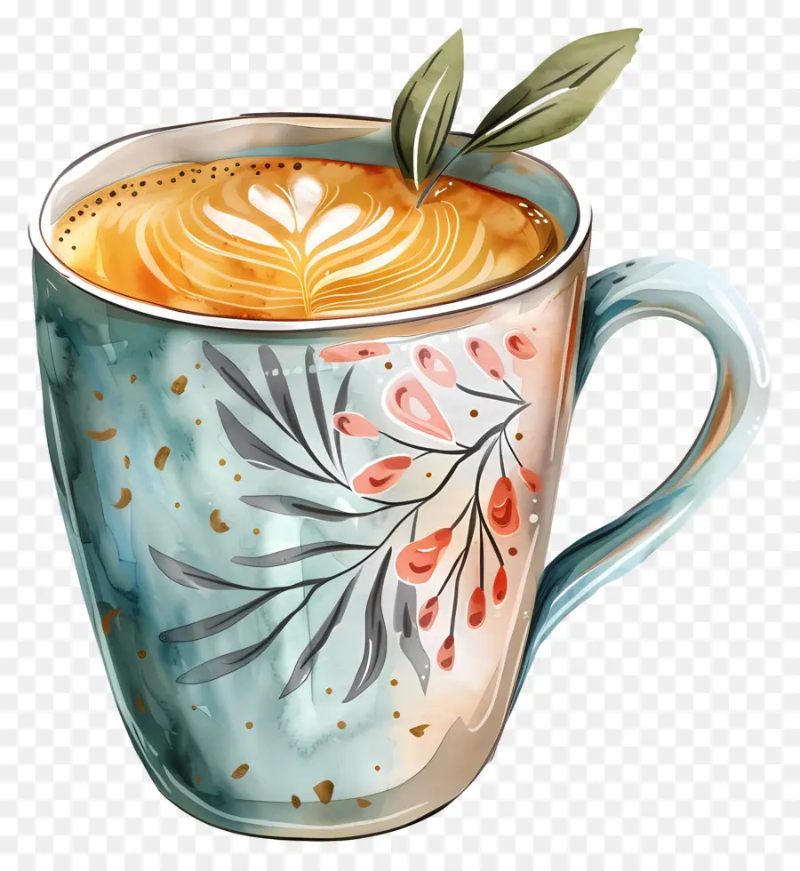 Capuccino，Copo Decorativo PNG