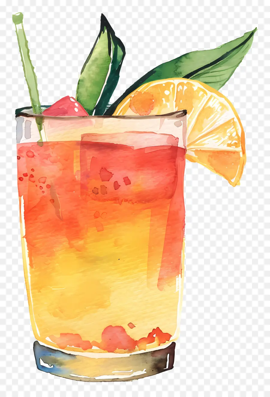 Cocktail，Ilustração Em Aquarela PNG