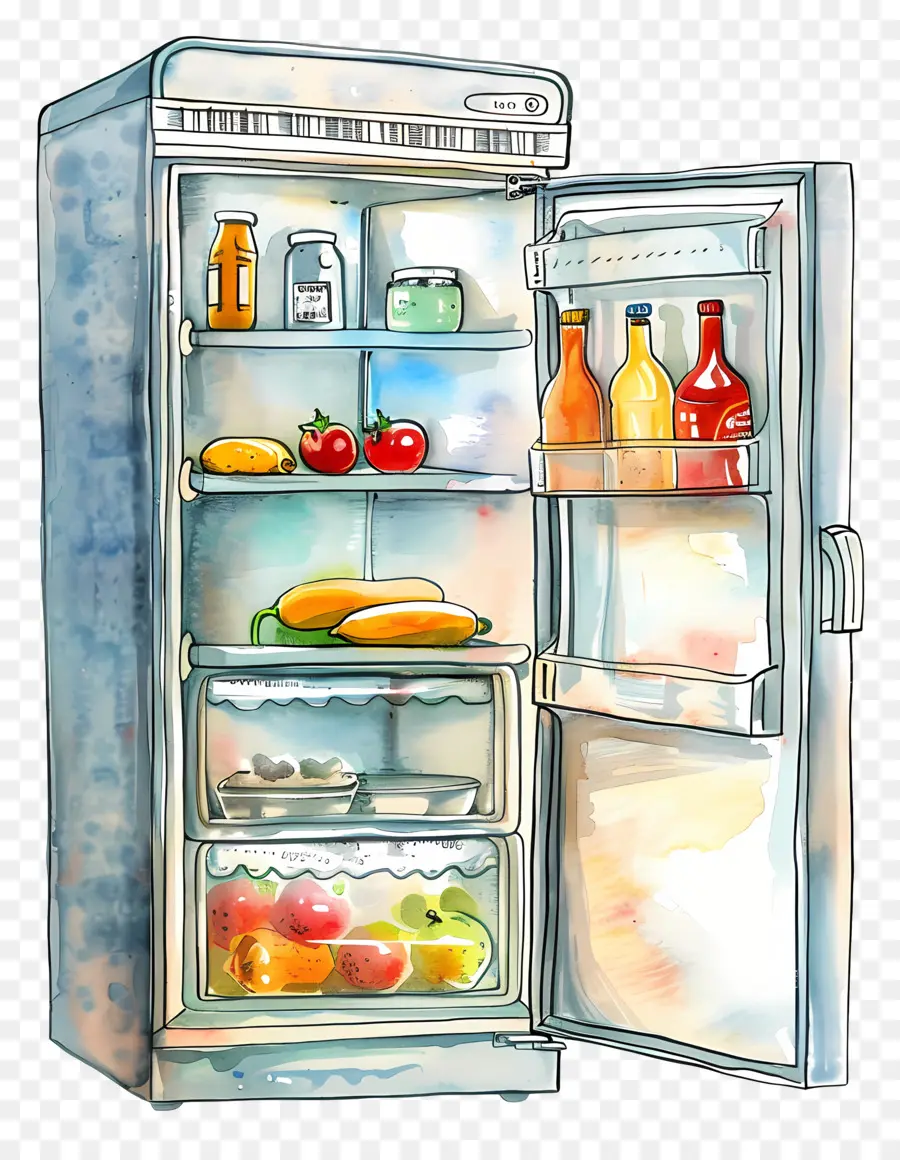 Geladeira，Pintura Em Aquarela PNG