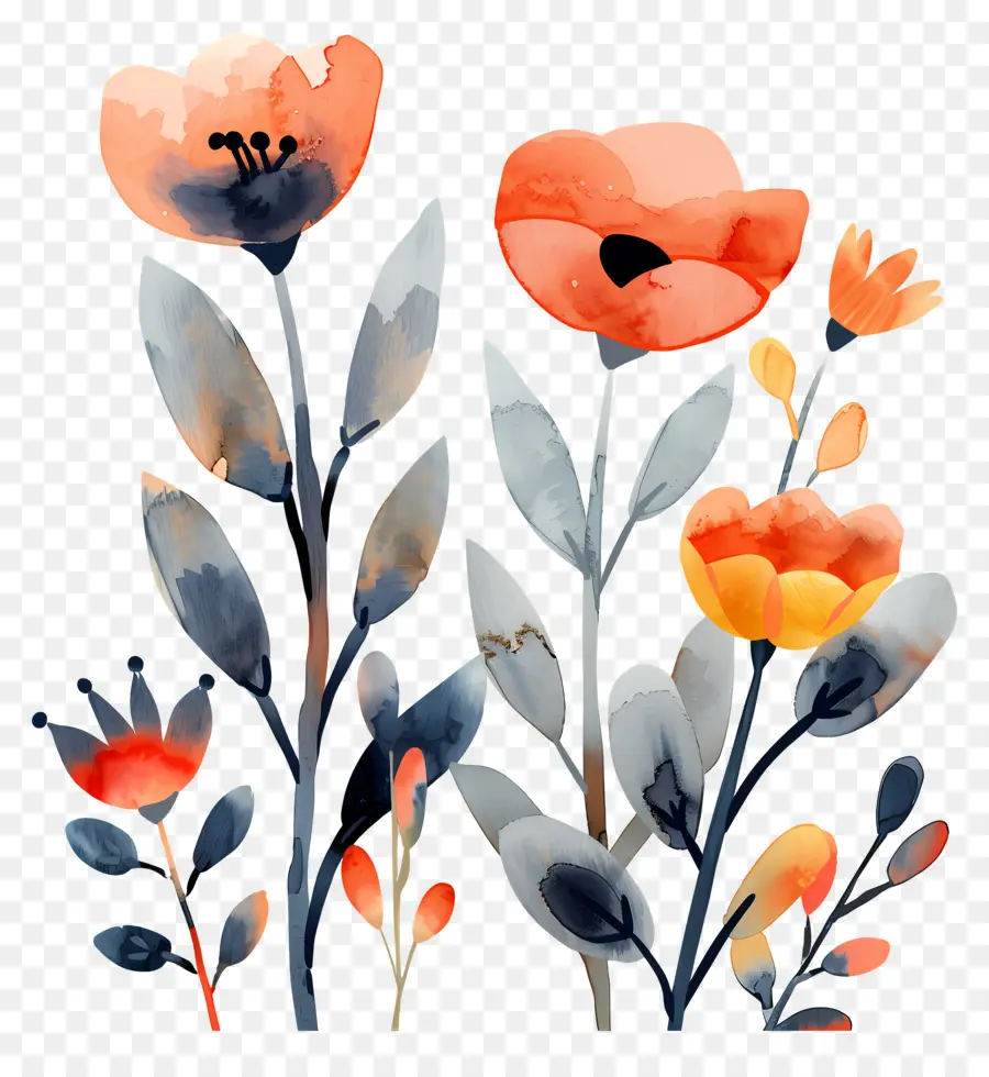 Flores，Flores Em Aquarela PNG