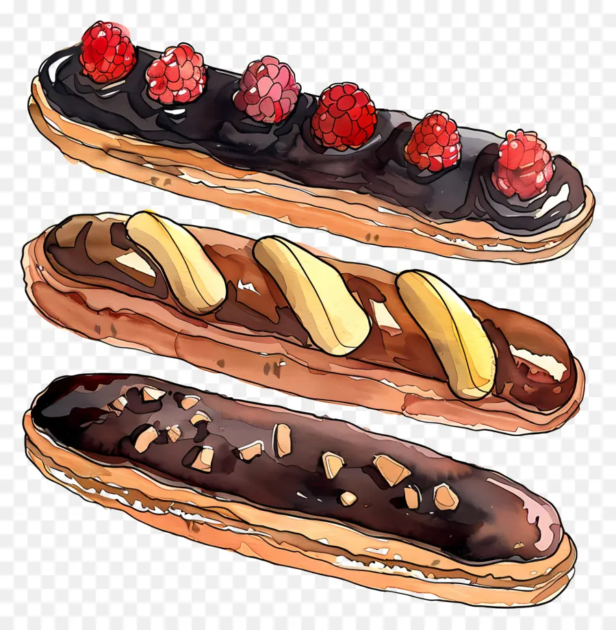 Eclairs，Massa Coberta De Chocolate PNG