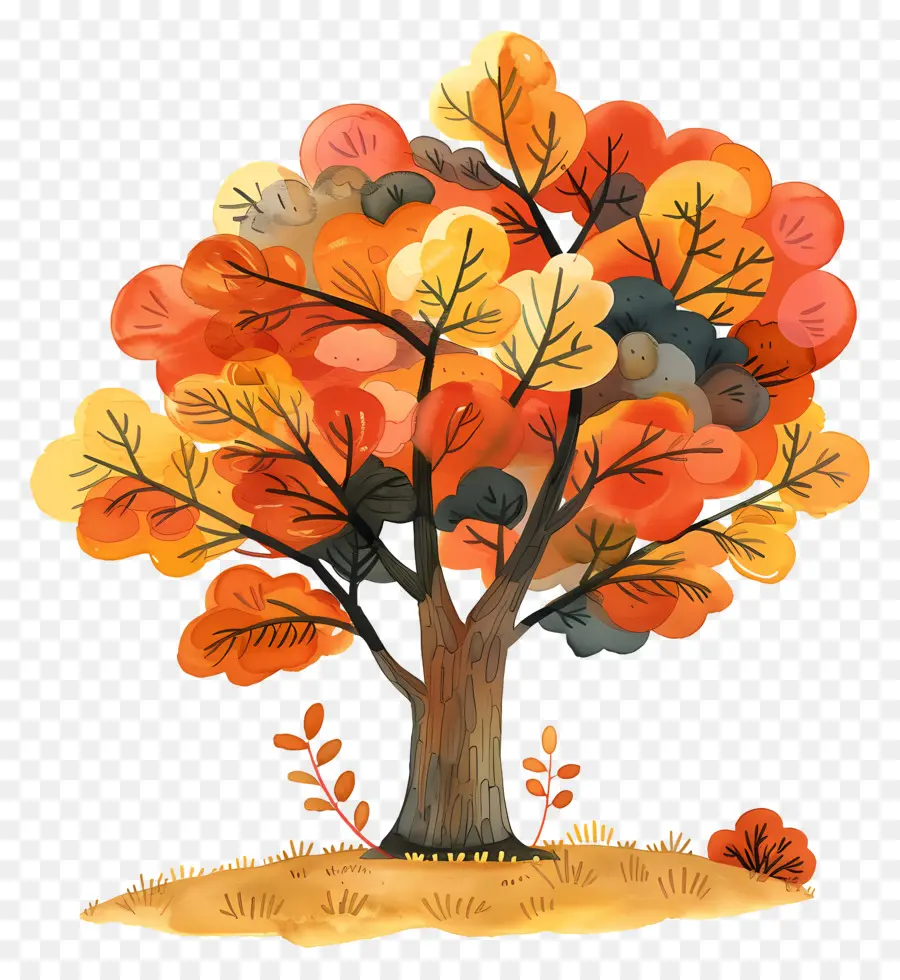 Cartoon árvore，Autumn Tree PNG