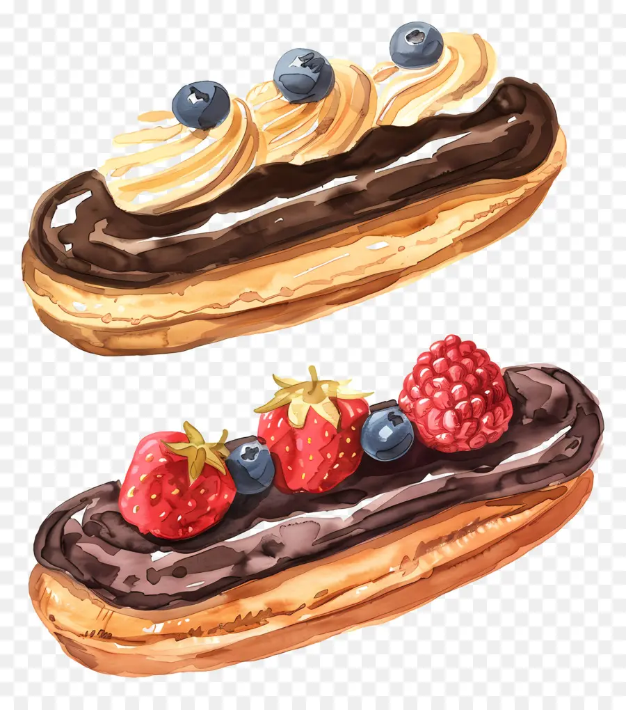 Eclairs，Croissants De Chocolate PNG