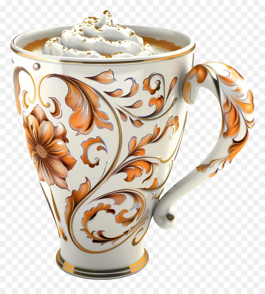 Capuccino，Copo Decorativo PNG