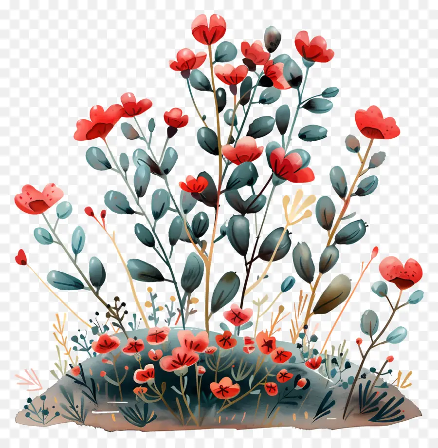 Arbusto De Flores，Plantas Coloridas PNG