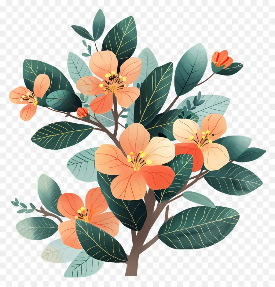 Arbusto De Flor，Flores De Laranja PNG