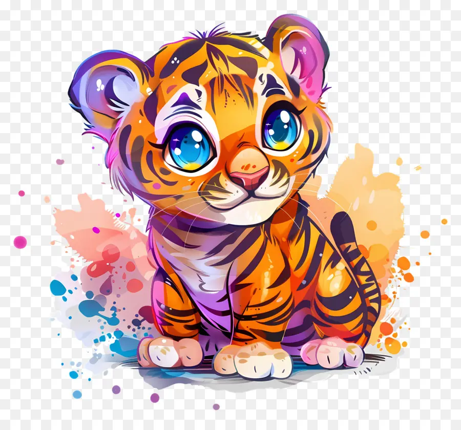 Tigre Fofo，Tigre Colorido PNG