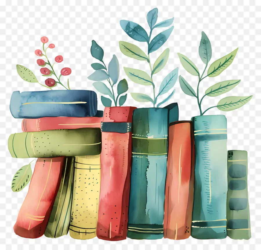 Livros，Livros E Plantas PNG