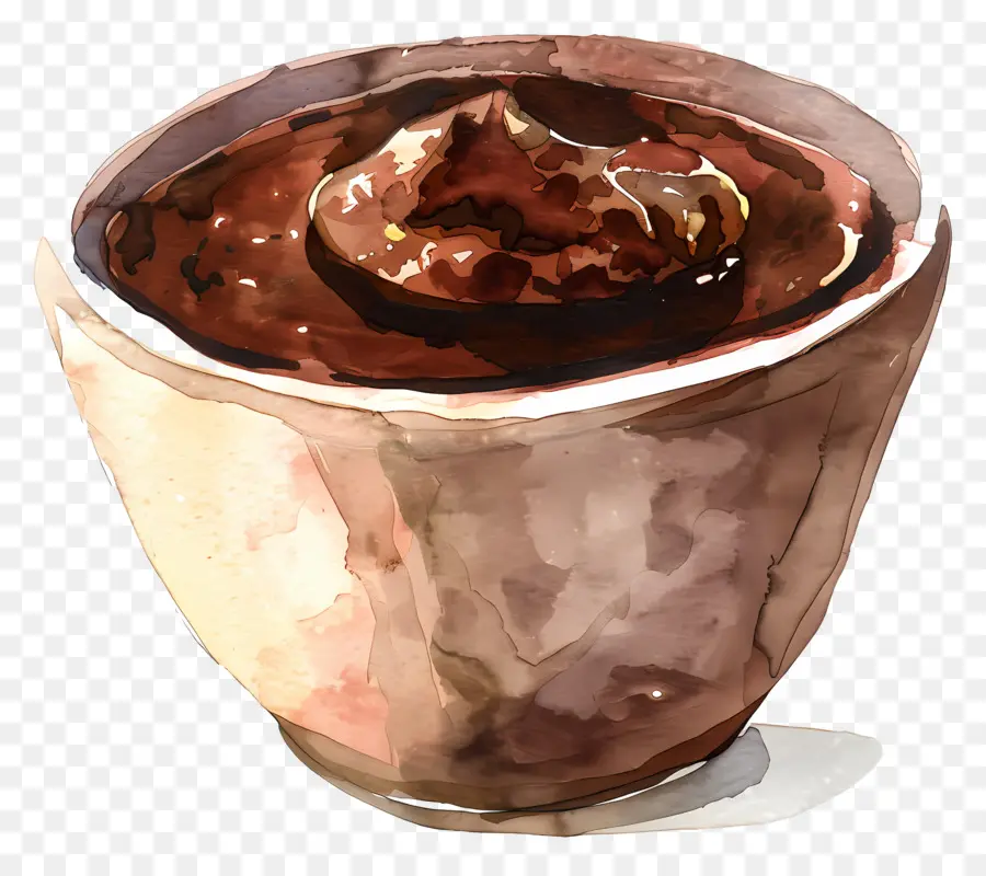 Pudim De Chocolate，Pintura Em Aquarela PNG