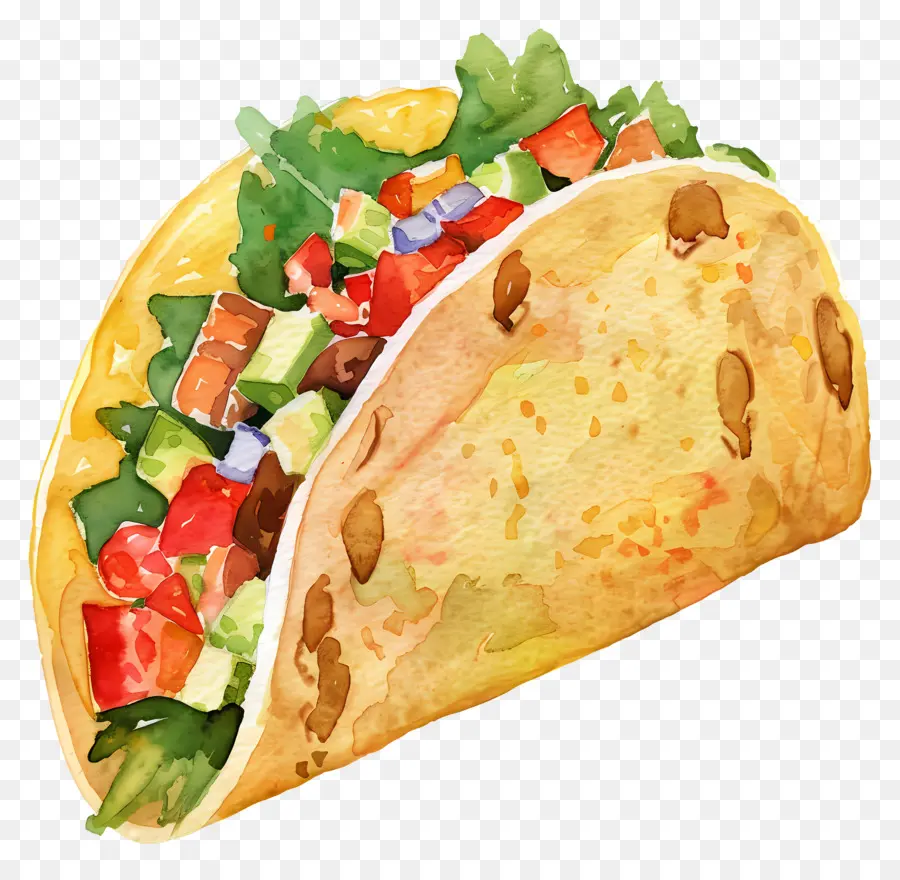 Taco，Pintura Em Aquarela PNG