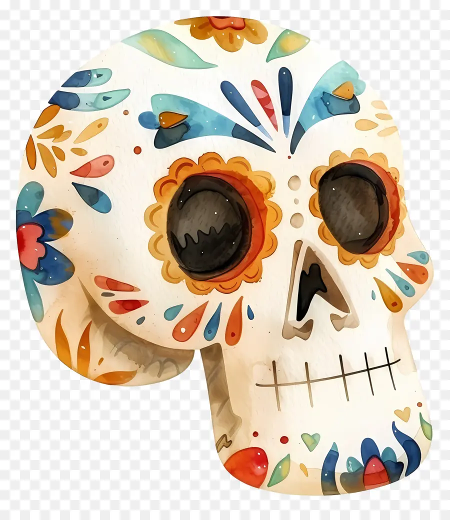 Caveira De Açúcar，Crânio Decorativo PNG