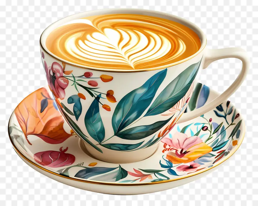 Capuccino，Copo Decorativo PNG