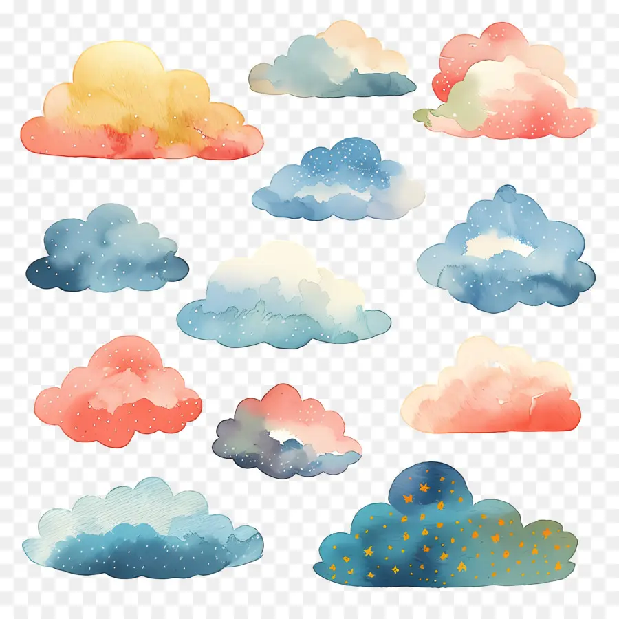 Nuvem，Aquarela Nuvens PNG