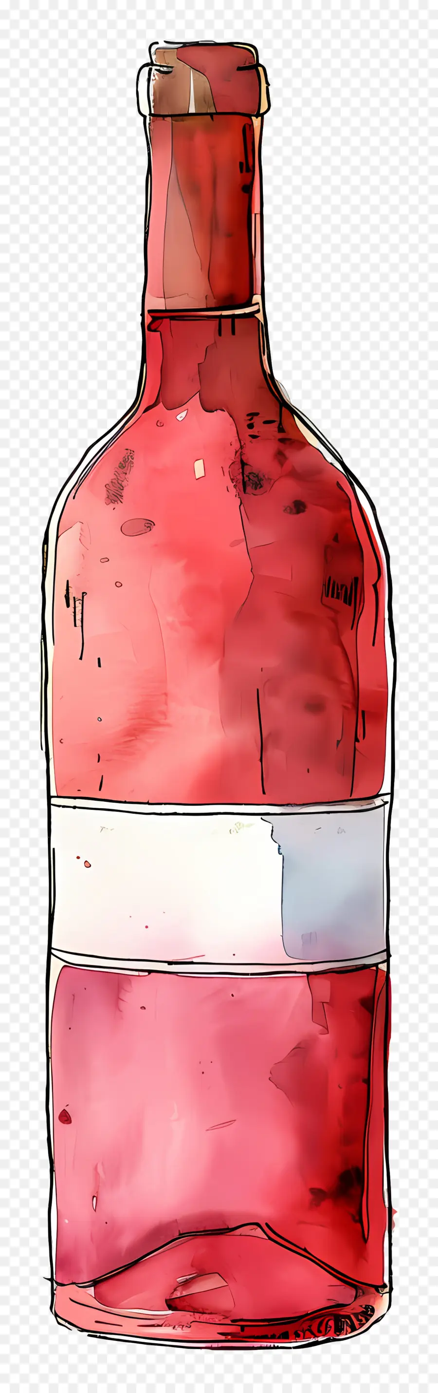 Garrafa De Vinho，Pintura Aquarela Vermelha PNG