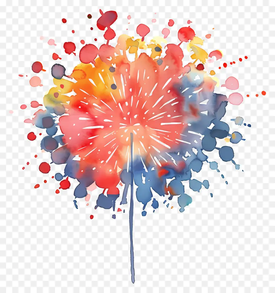 Fogos De Artifício，Ilustração Em Aquarela PNG