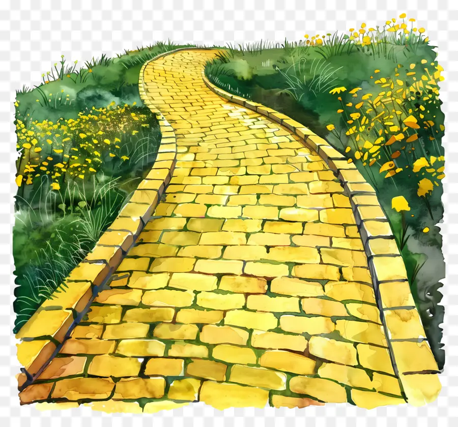 Estrada De Tijolos Amarelos，Pintura PNG