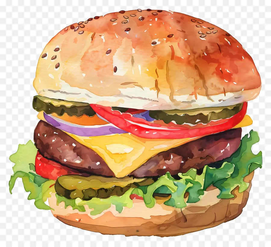 Burger，Aquarela PNG