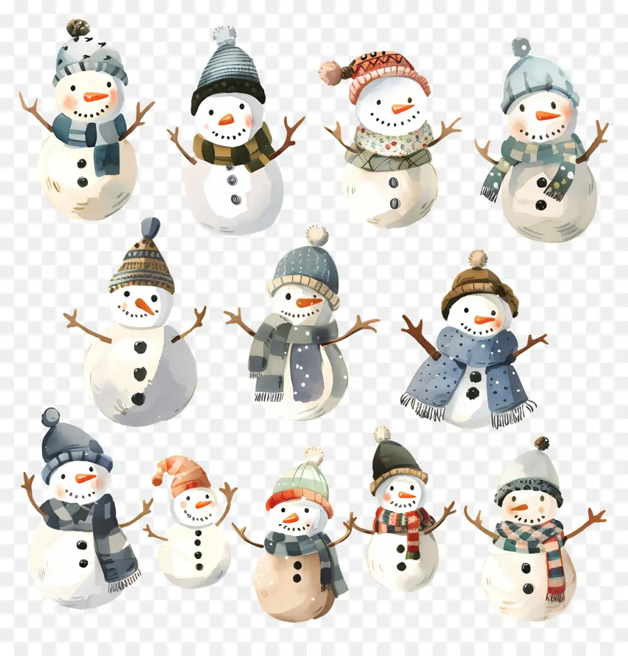 Boneco De Neve，Pinturas Em Aquarela PNG