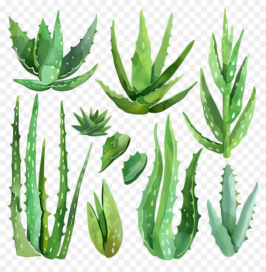 Aloe Vera，Folhas Verdes PNG