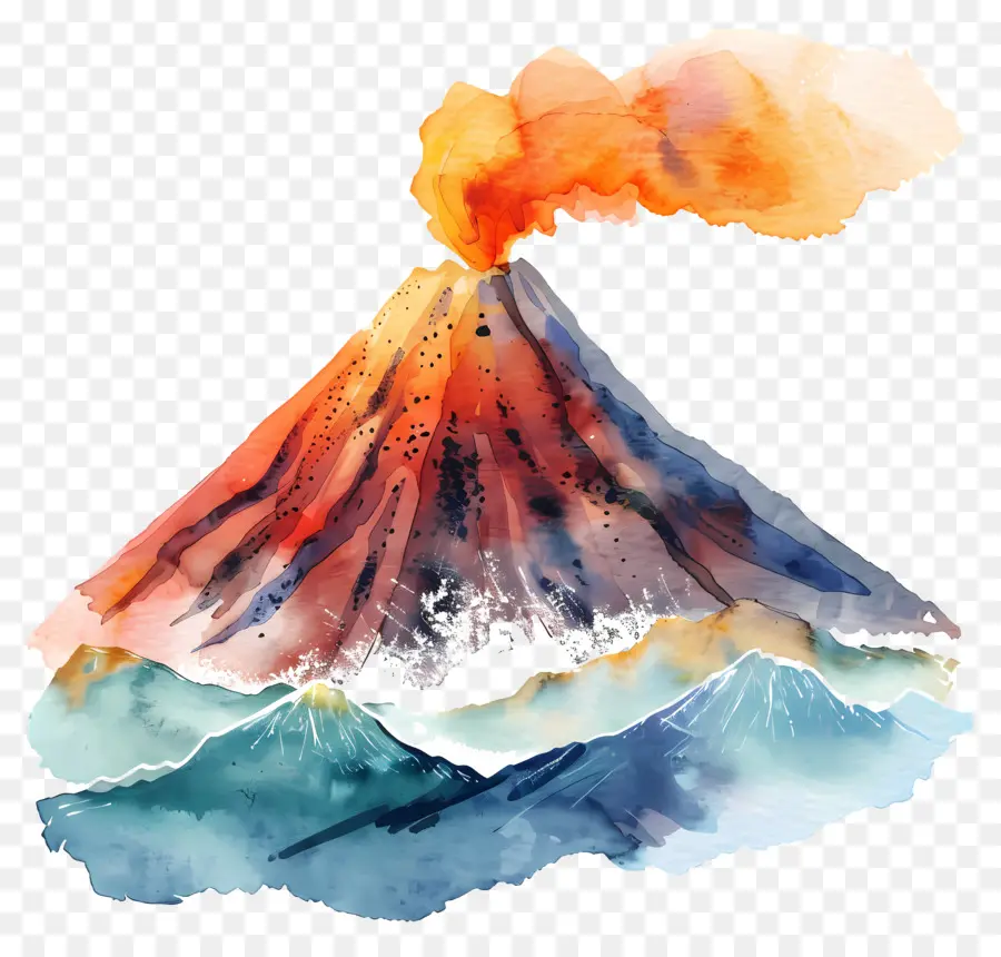 Vulcão，Pintura Em Aquarela PNG