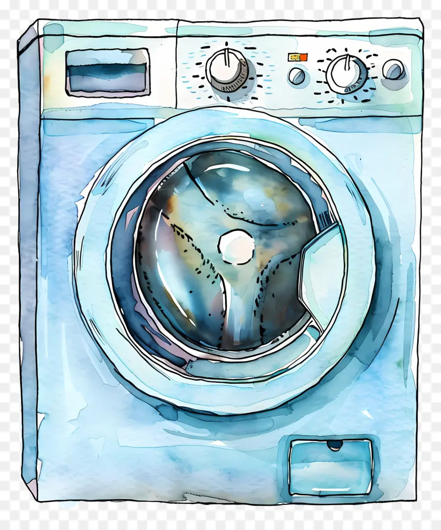 Máquina De Lavar Roupa，Pintura Em Aquarela PNG