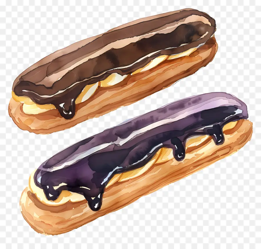 Eclairs，Croissants De Chocolate PNG