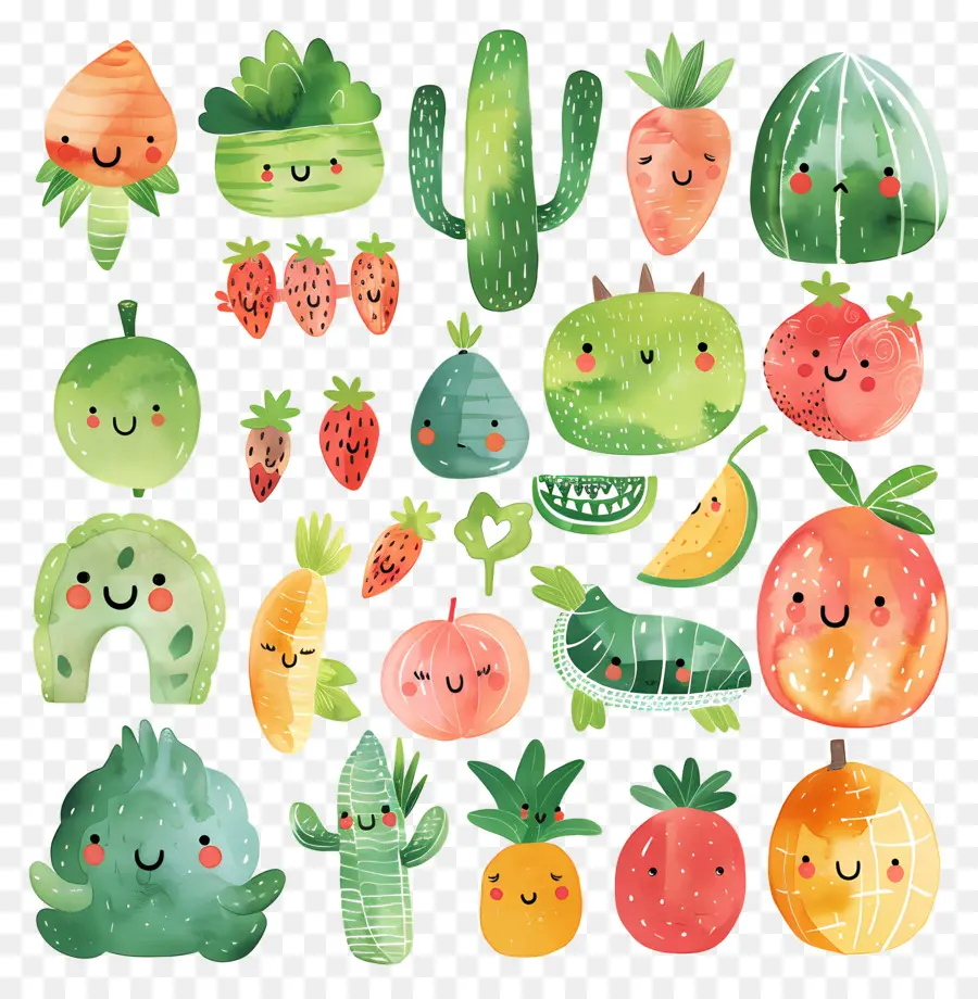 Emoji，Cartoon Frutas E Legumes PNG