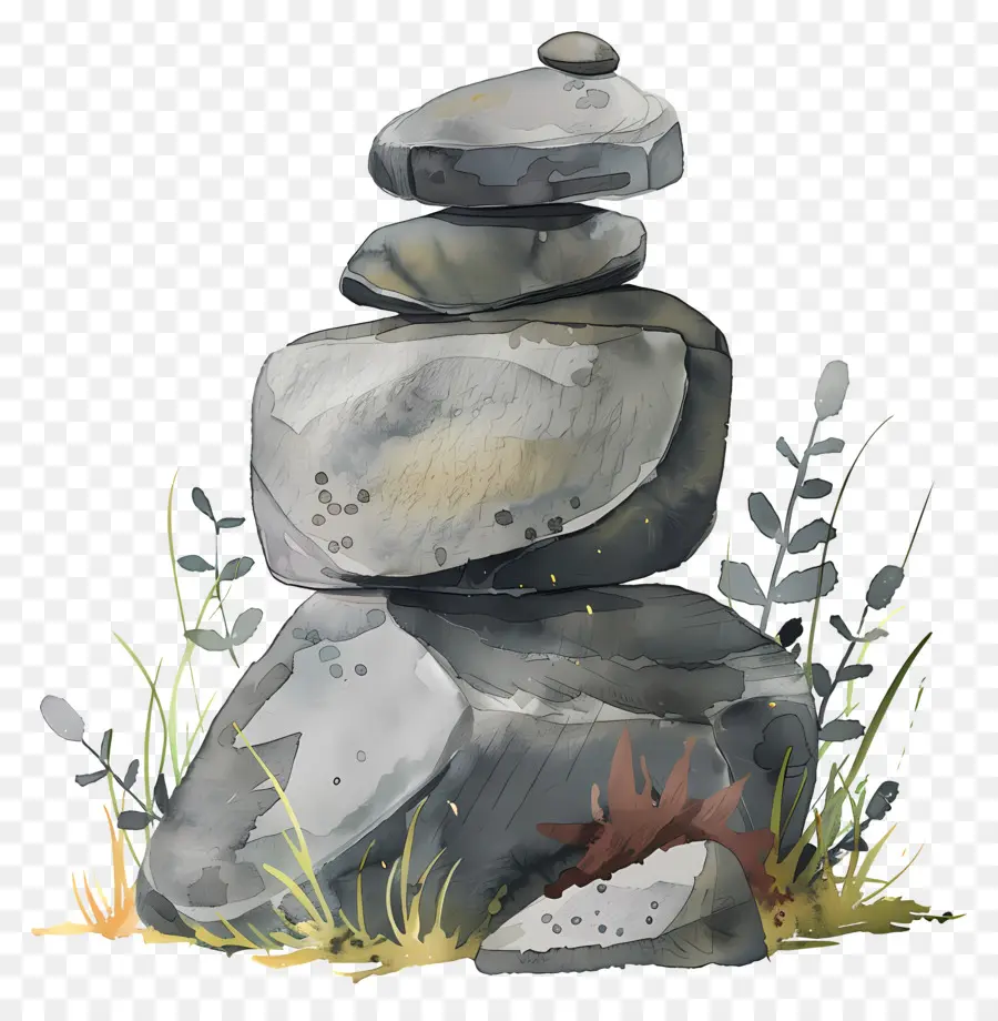 Pedra，Pintura Em Aquarela PNG