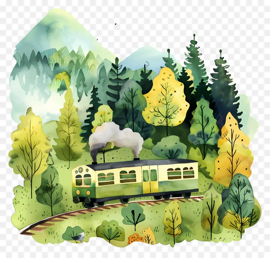 De Trem，Pintura Em Aquarela PNG