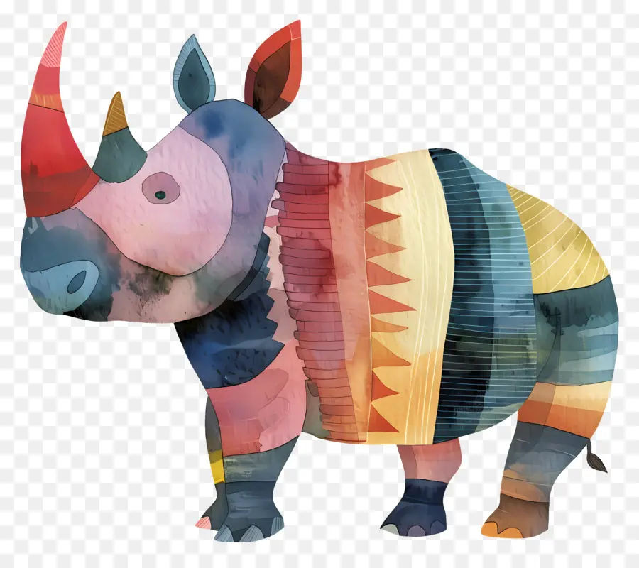 Rhino，Pintura Em Aquarela PNG