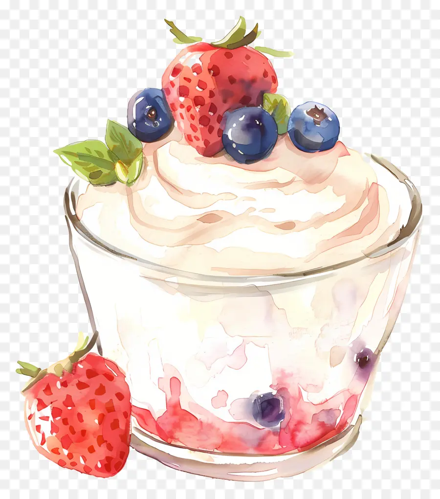 Yogurt，Morangos Frescos PNG
